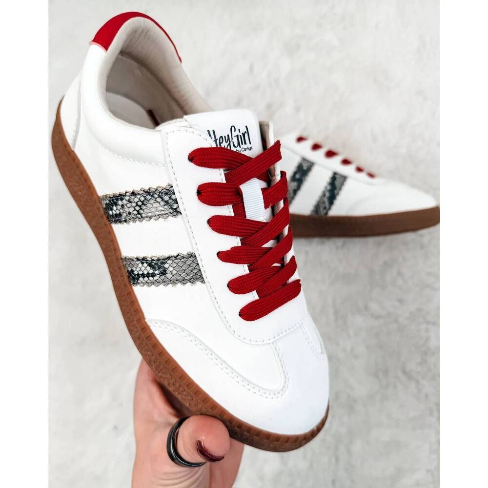 NEW CORKYS FOOTWEAR women's heads up sneakers in white snake